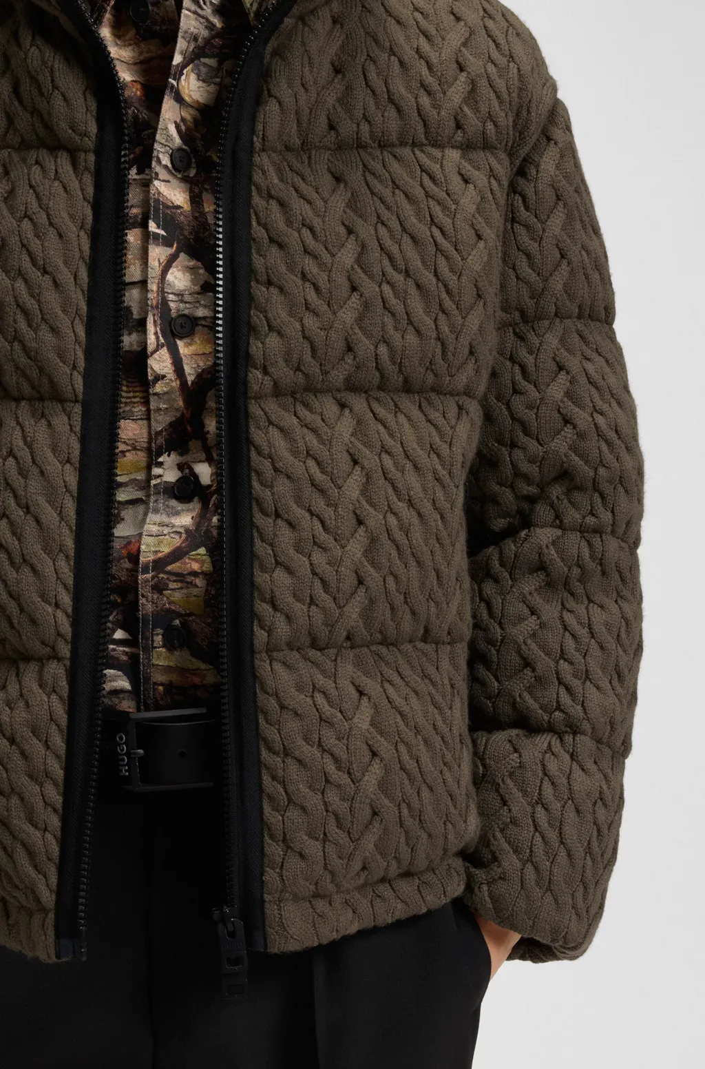 Cable-Knit Padded Jacket