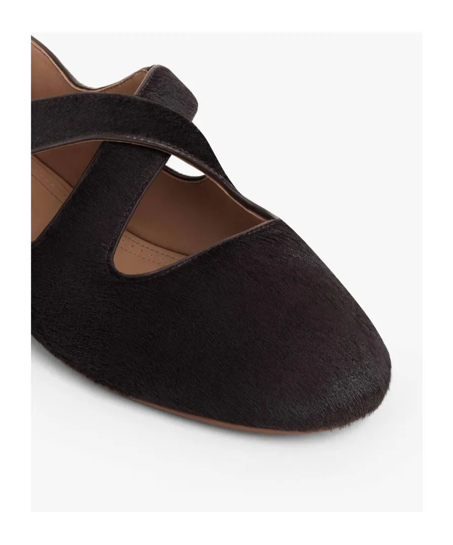 Criss Cross Ballet Flats In Haircalf