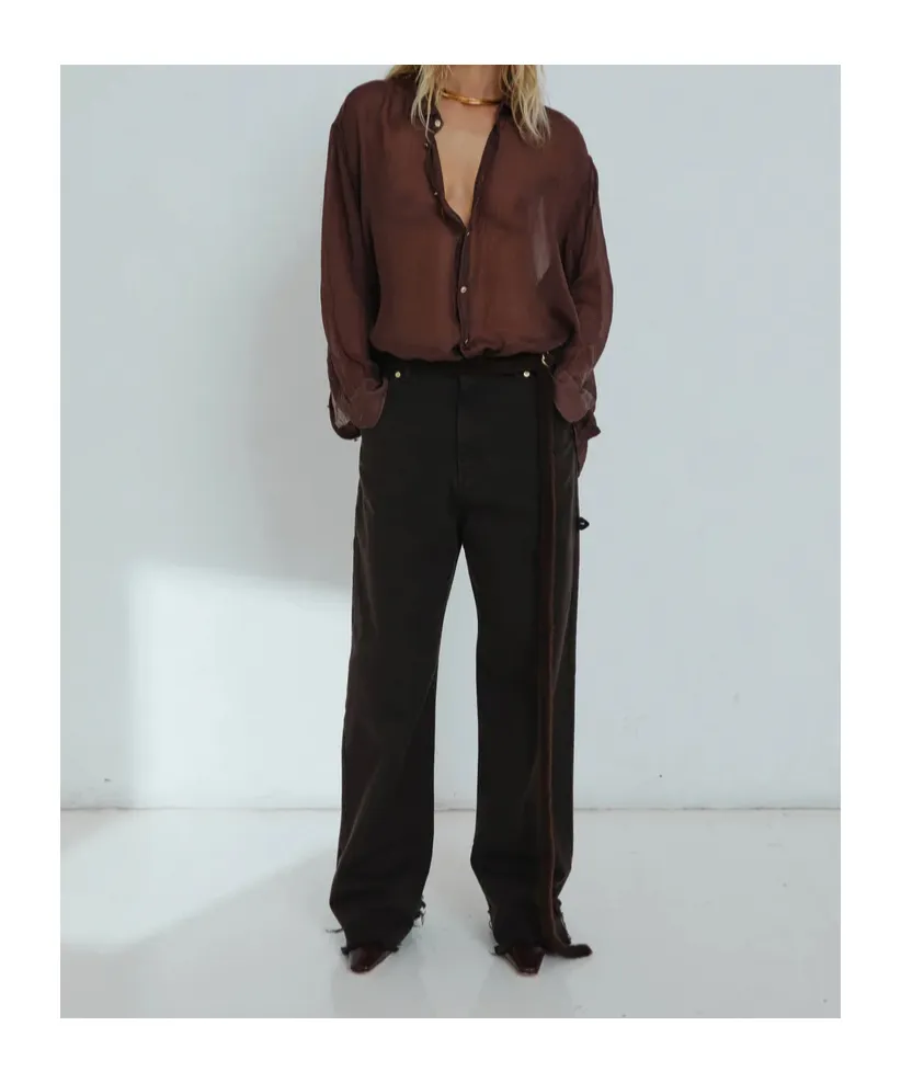 Fur Belt Loose Fit Carpenter Pants