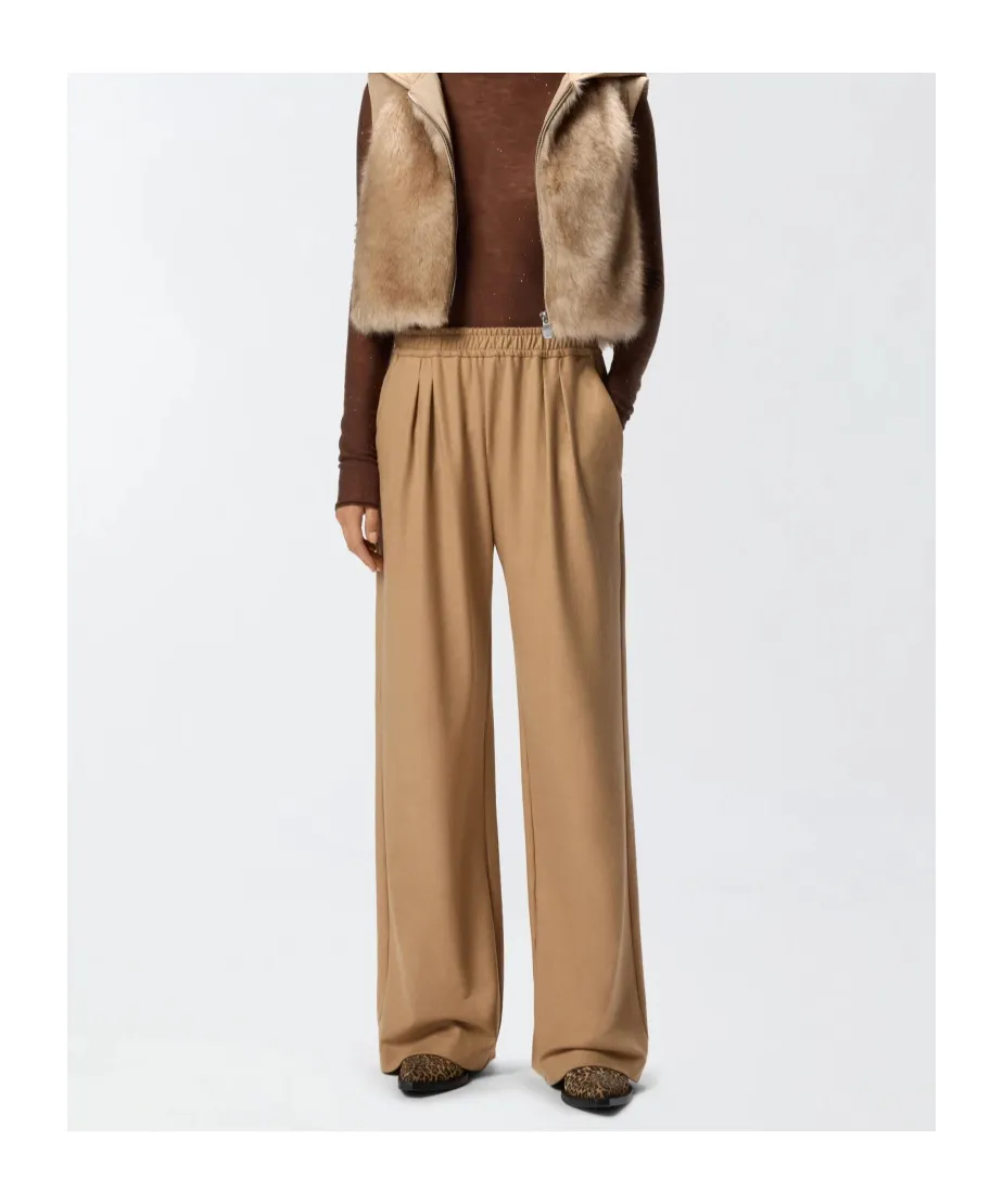 Pleated Elastic-Waist Trousers