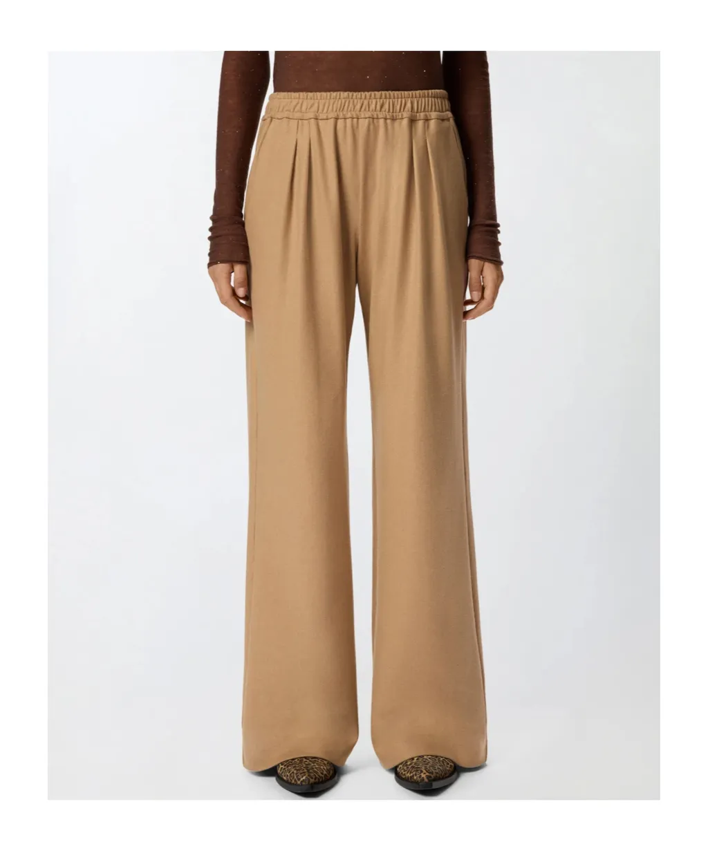 Pleated Elastic-Waist Trousers