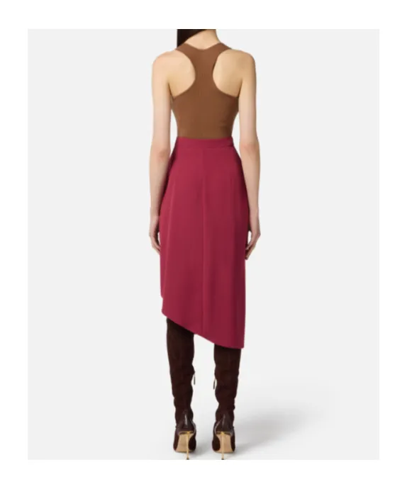 Draping-Jewel Logo Midi Skirt