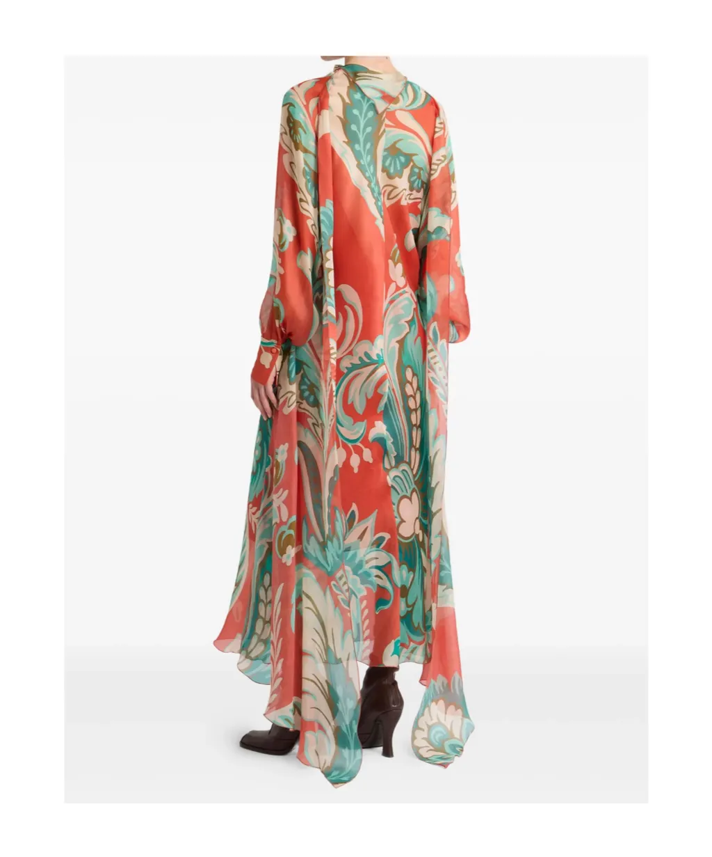 Silk Midi Dress With Drapes