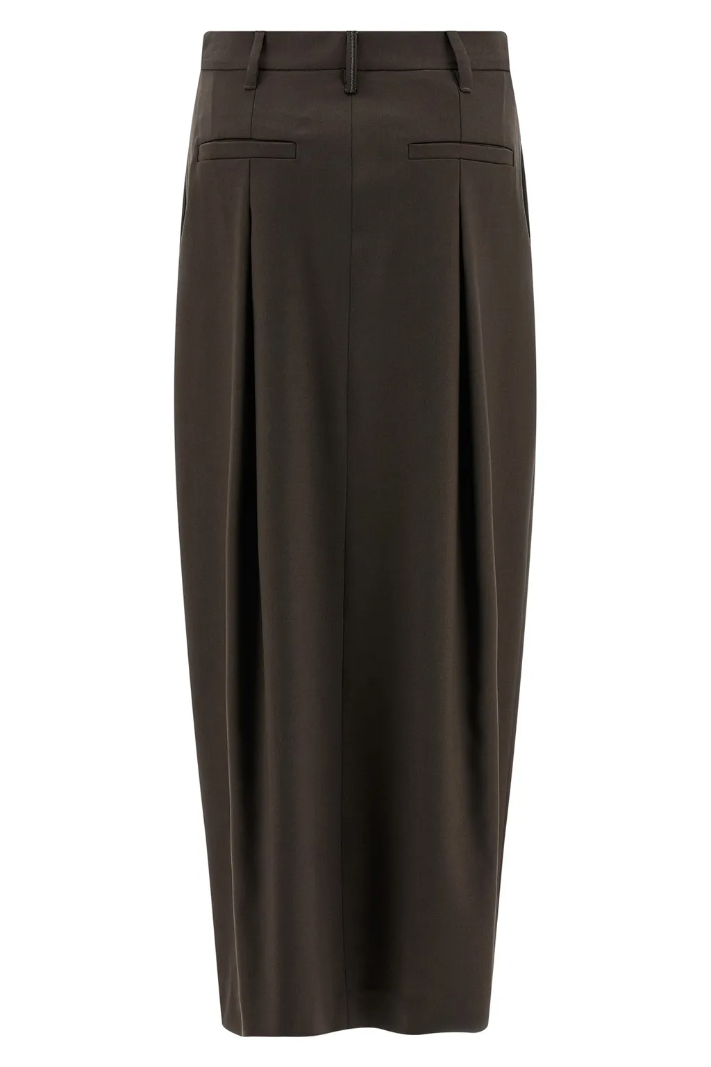 Curved Front-Split Midi Skirt