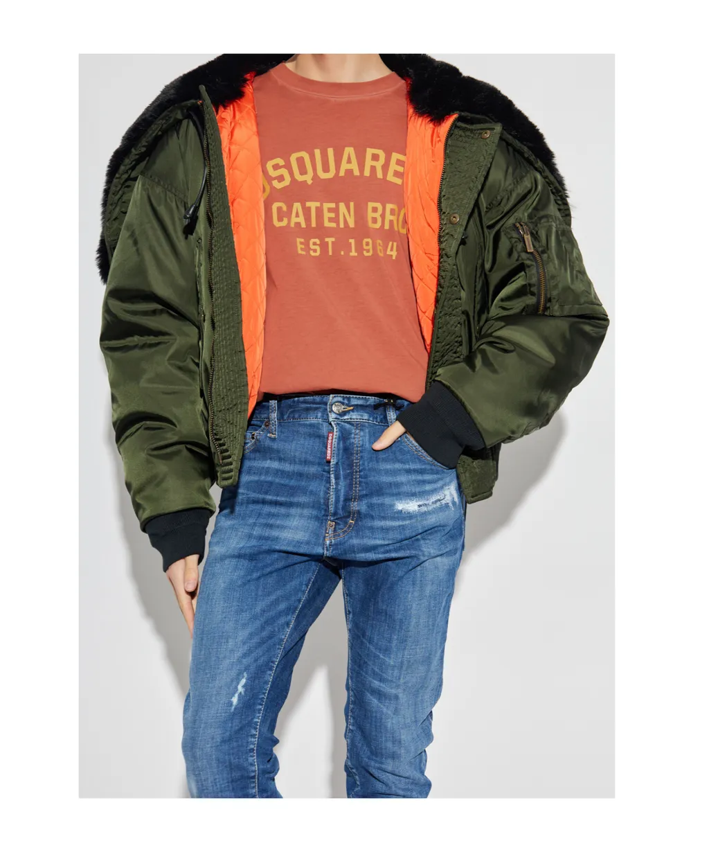 Aviator Hooded Puffer Bomber Jacket