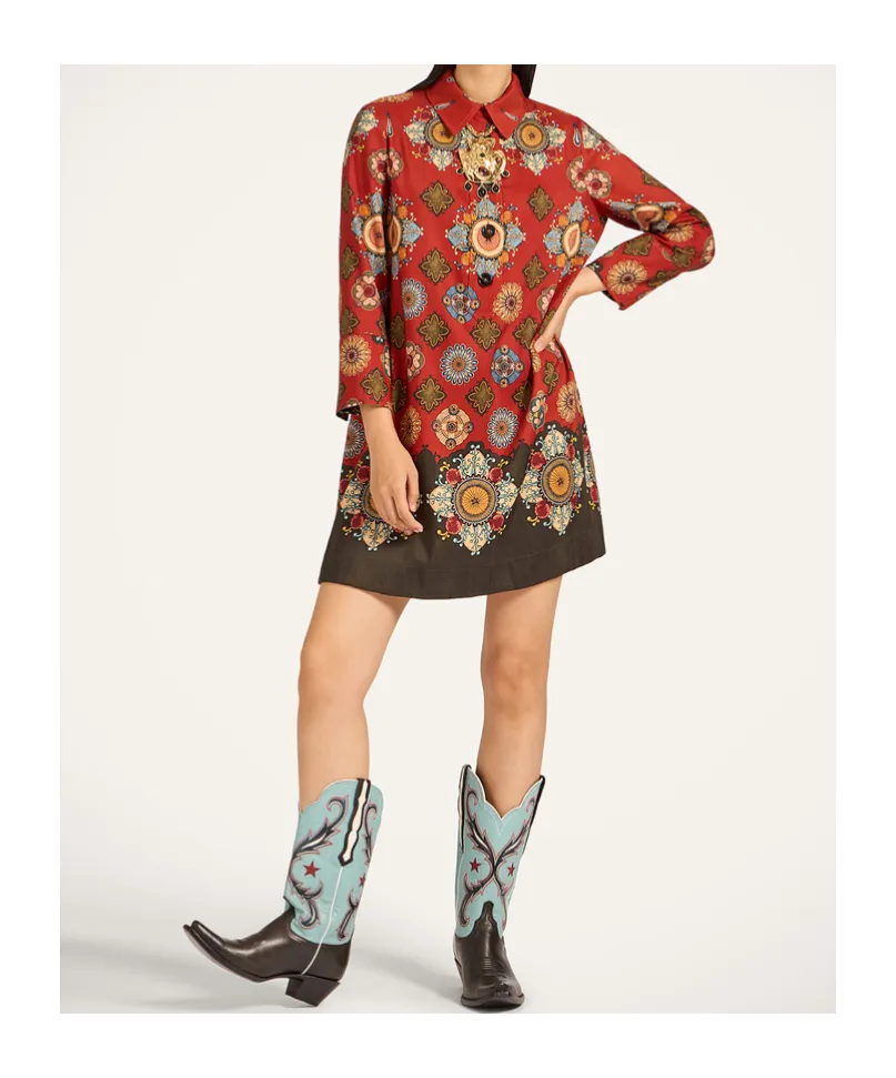 Geometric-Print Mini Day Dress