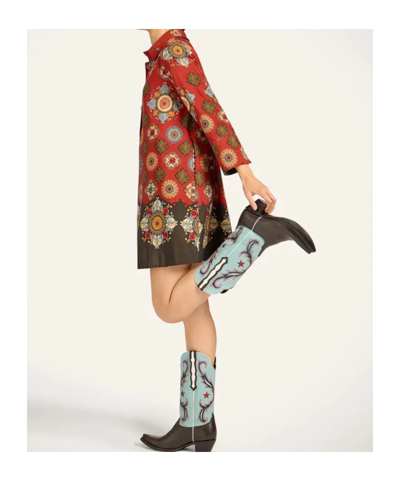 Geometric-Print Mini Day Dress