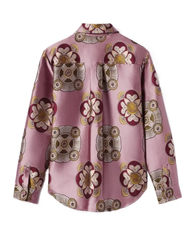 Floral-Print Jacquard Shirt Jacket