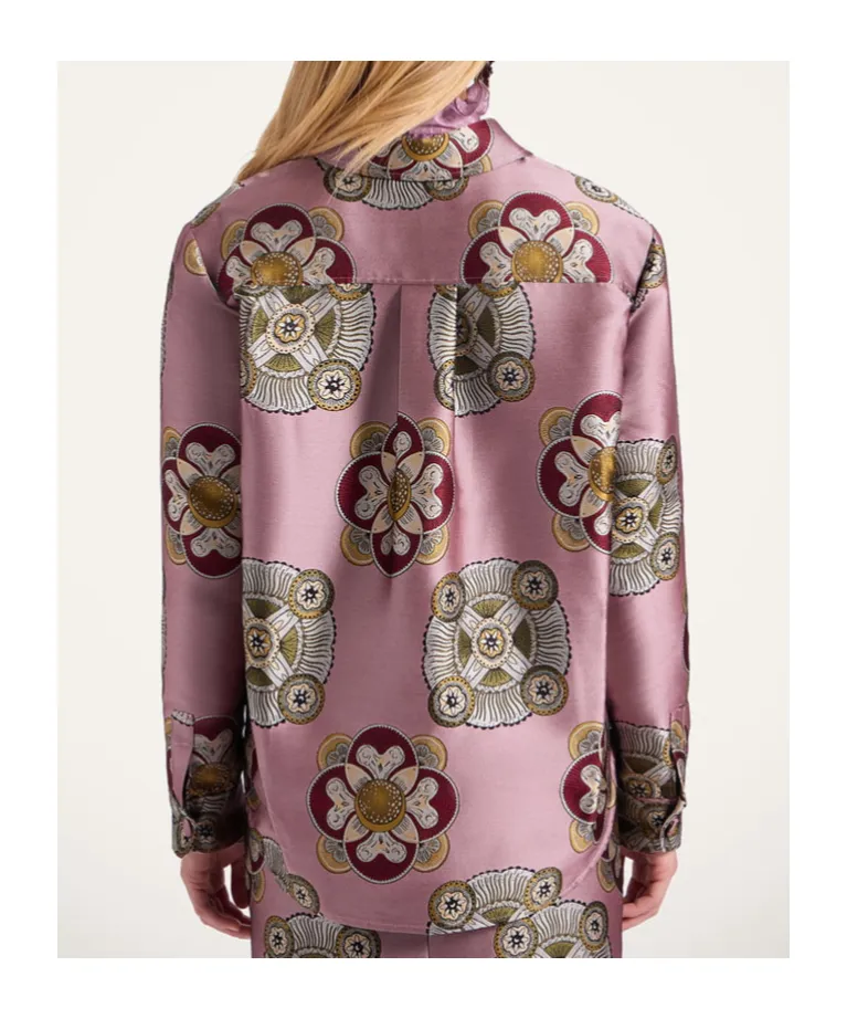 Floral-Print Jacquard Shirt Jacket