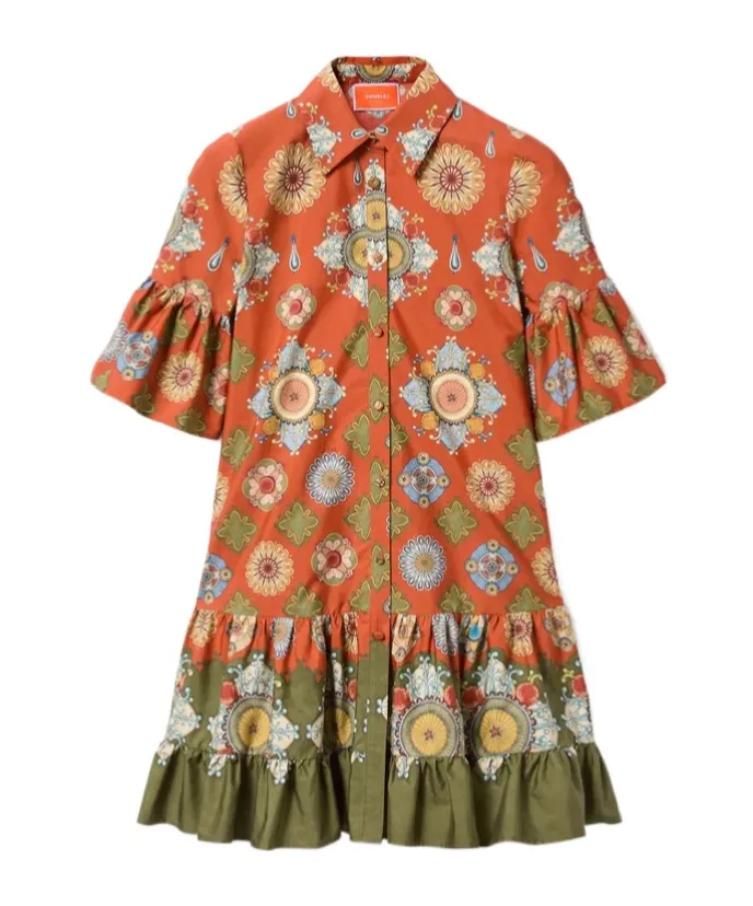 Floral-Print Ruffled Dress