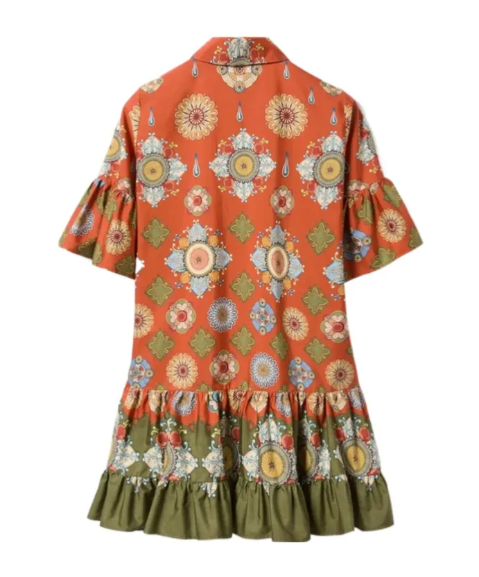 Floral-Print Ruffled Dress