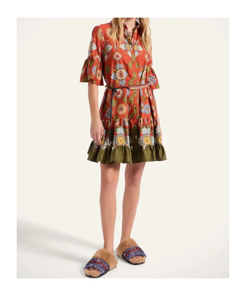 Floral-Print Ruffled Dress