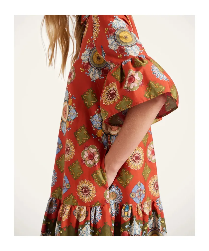 Floral-Print Ruffled Dress