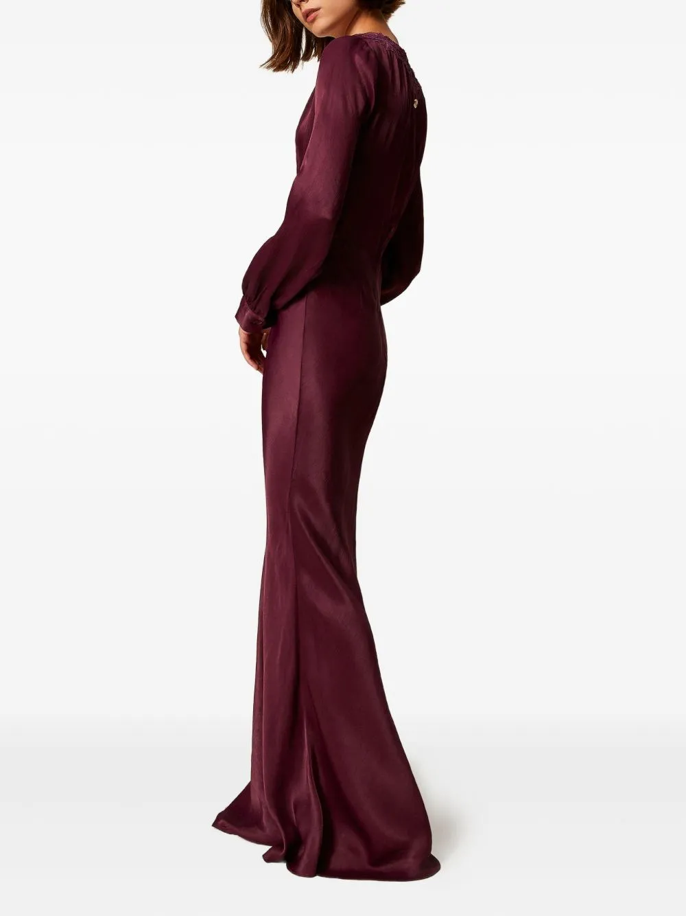 Lace-Insert Satin Dress