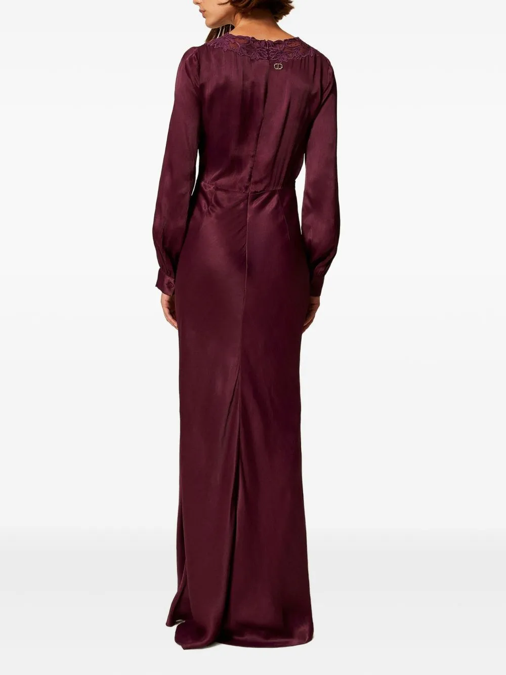 Lace-Insert Satin Dress