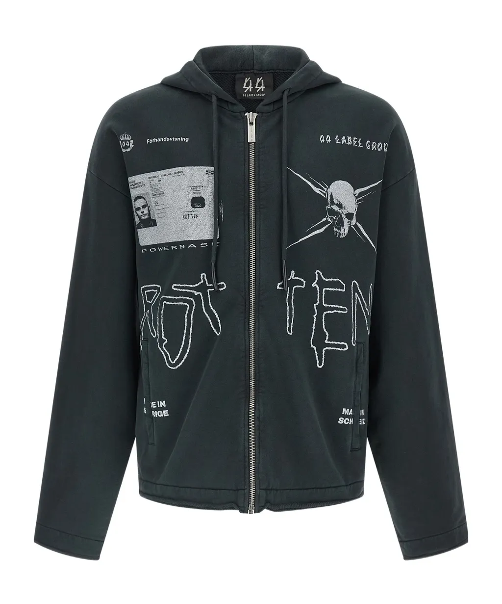 Graphic Zip-Up Sweater