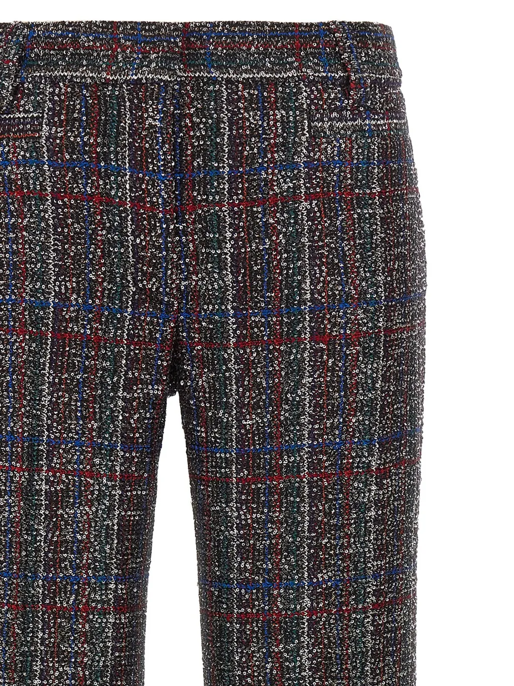 Sequin Embellished Tartan Pants