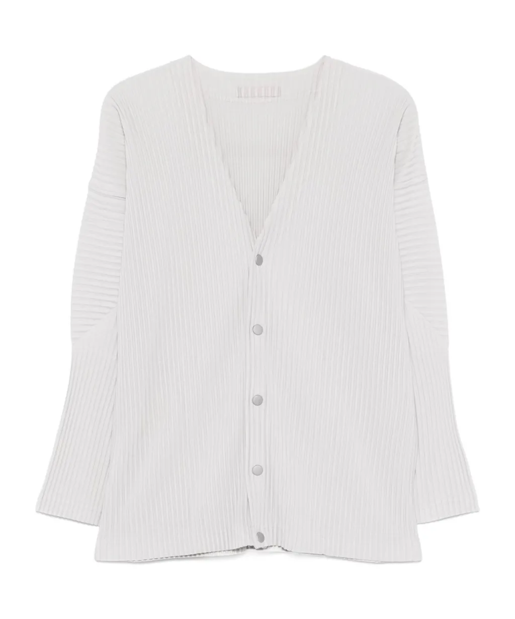 Pleated Buttoned Cardigan