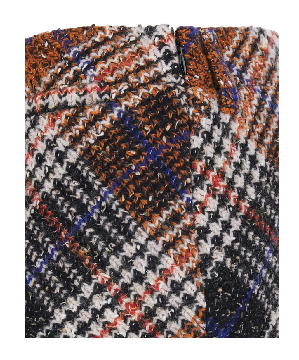 Zigzag Motif Tweed Skirt