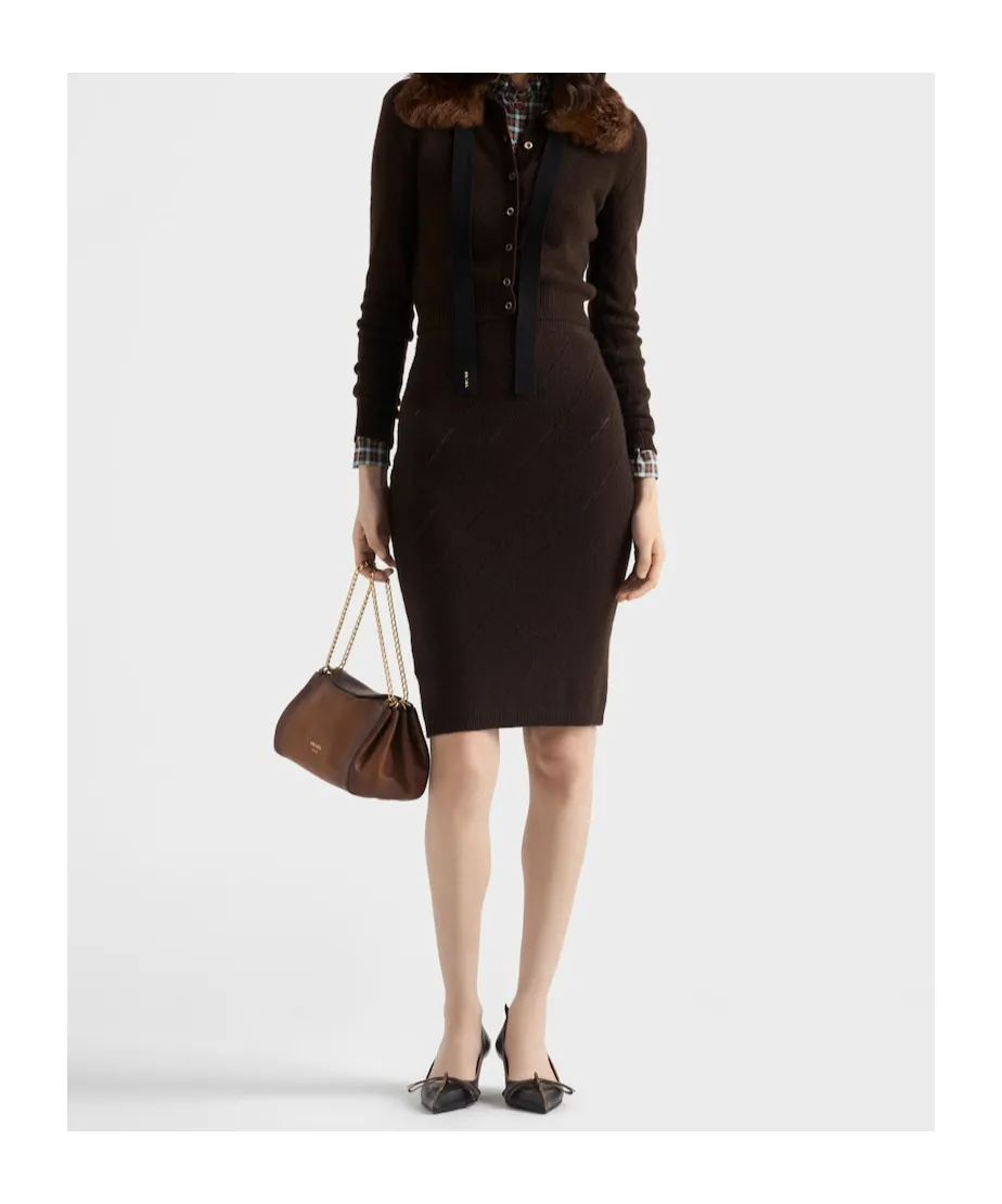 Diamond-Pattern Midi Skirt
