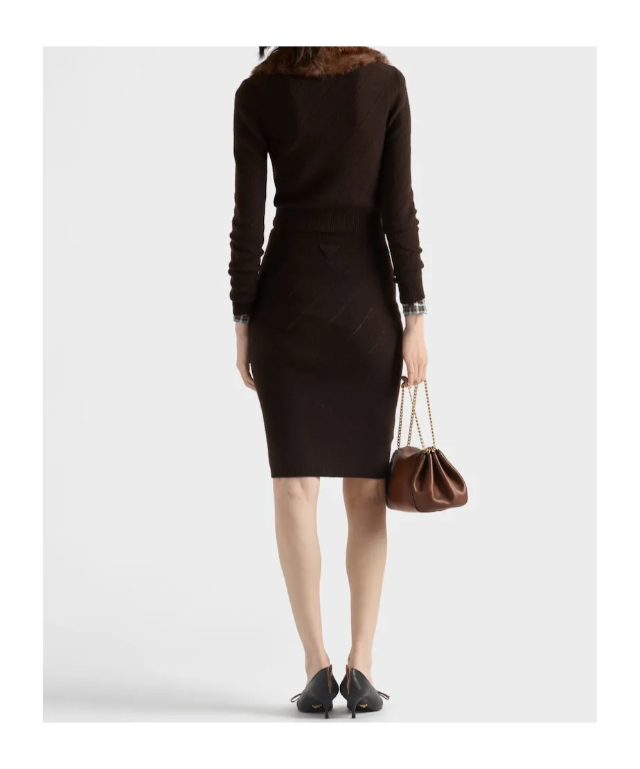 Diamond-Pattern Midi Skirt