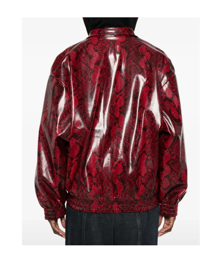 Snakeskin-Effect Faux-Leather Jacket