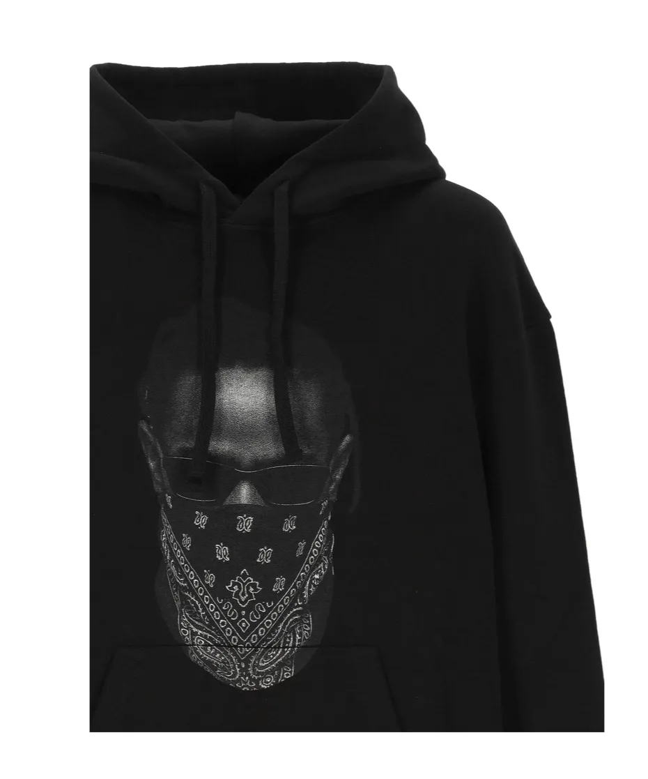 Pattern-Printed Drawstring Hoodie