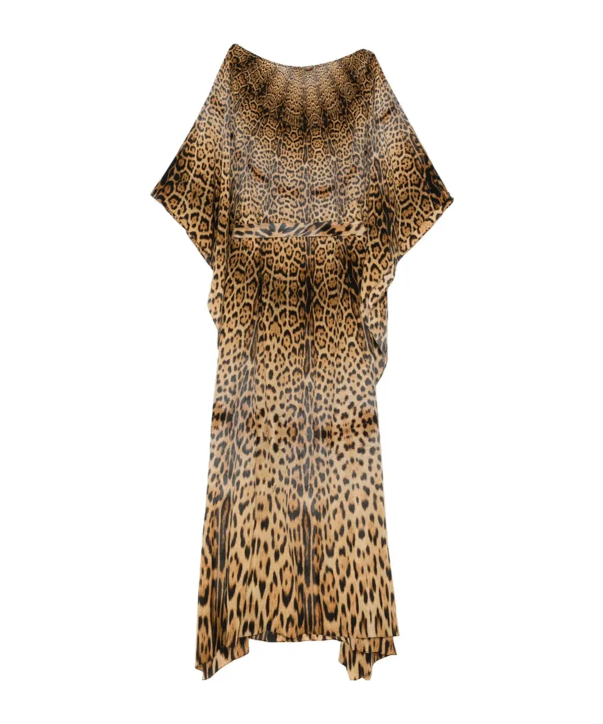 Self-Tie Leopard-Print Dress