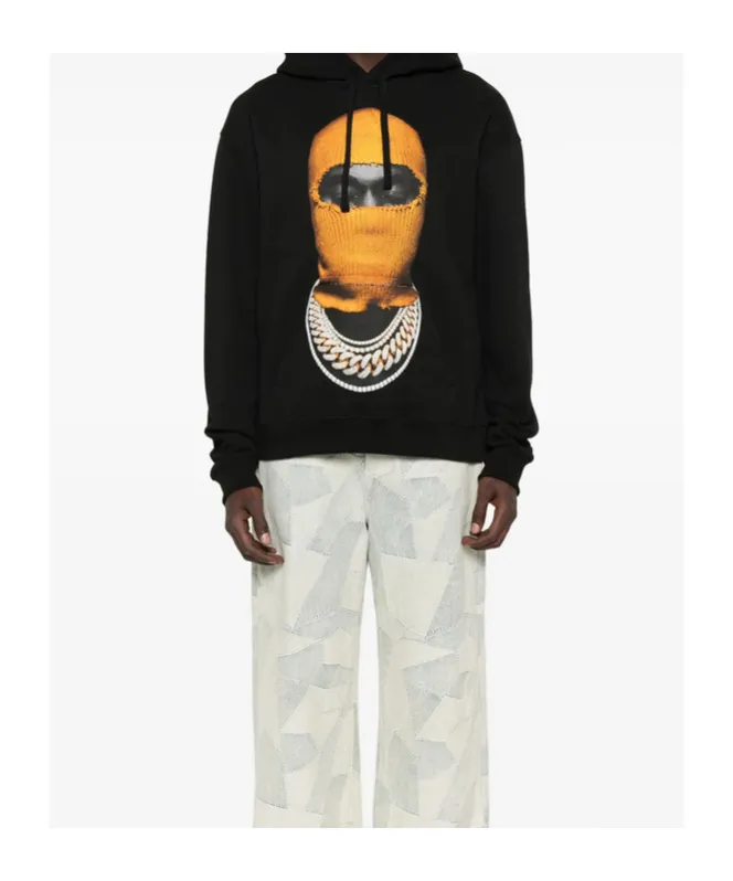 Balaclava-Printed Drawstring Hoodie