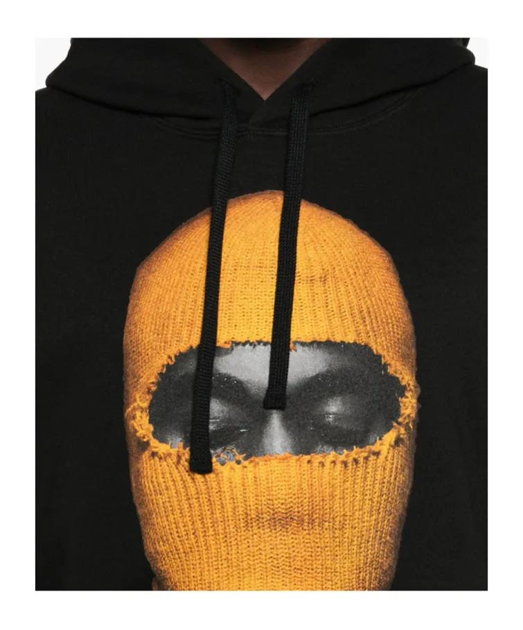 Balaclava-Printed Drawstring Hoodie