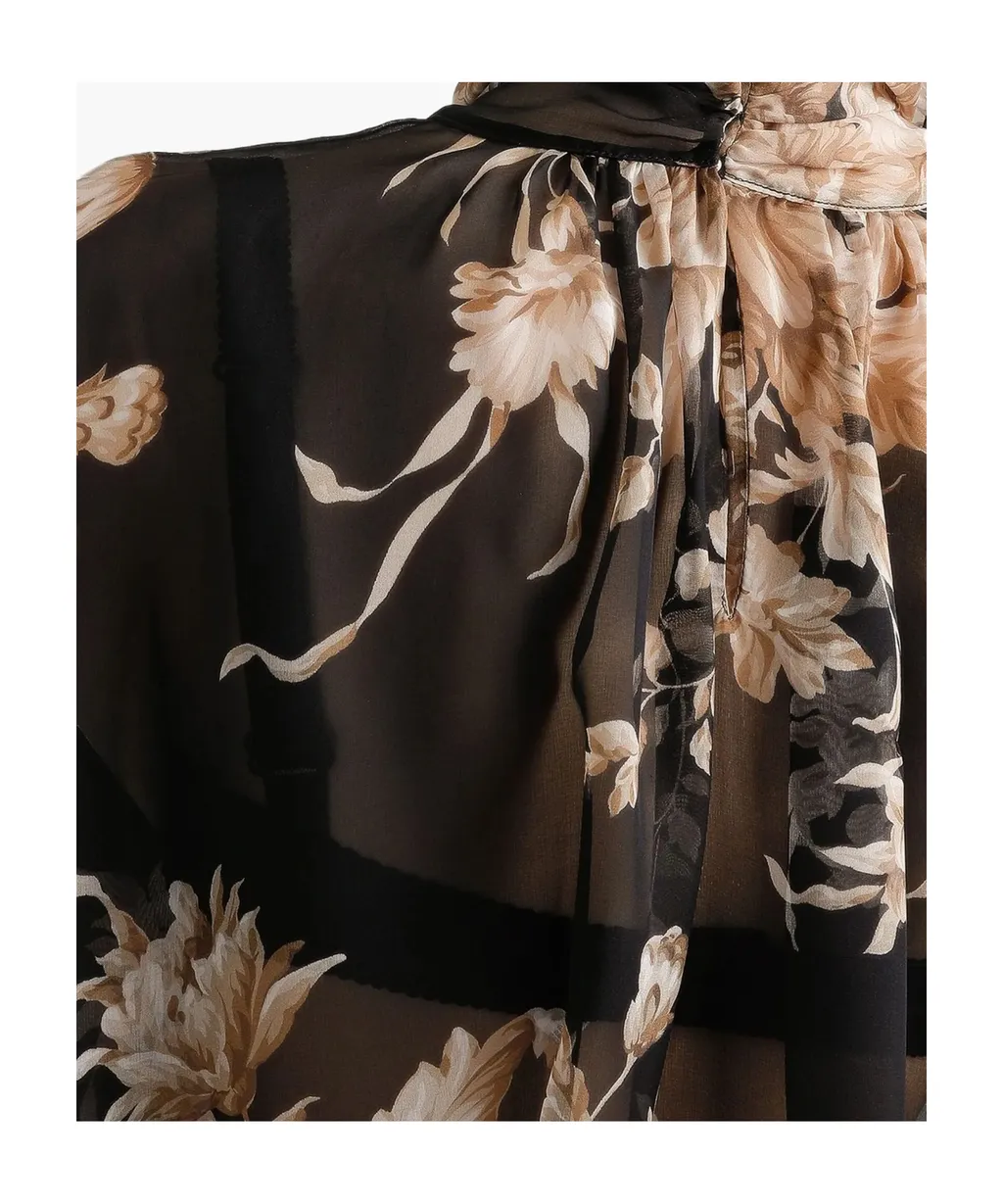 Rose-Print Chiffon Sleeveless Top