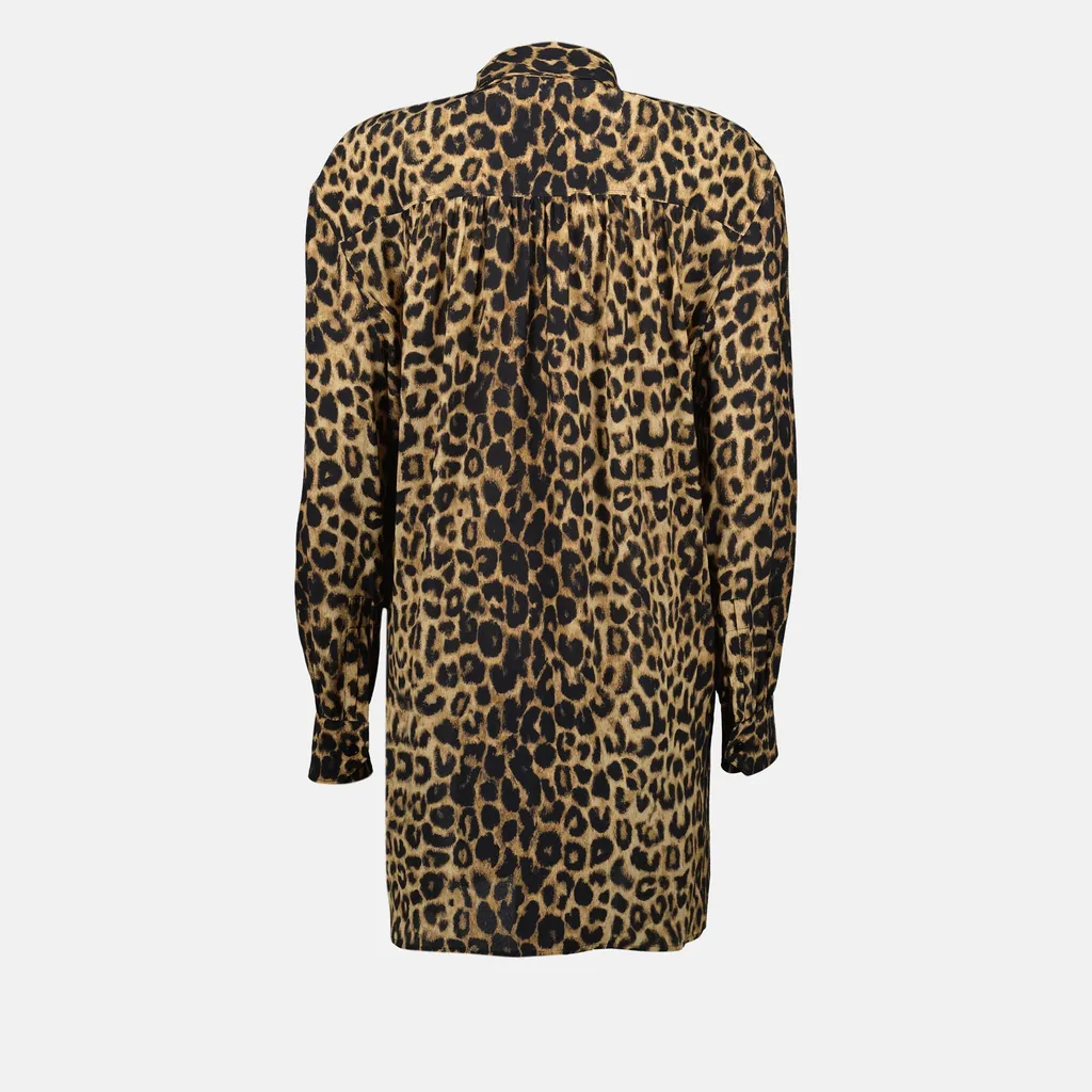 Leopard Printed Long-Sleeved Dress