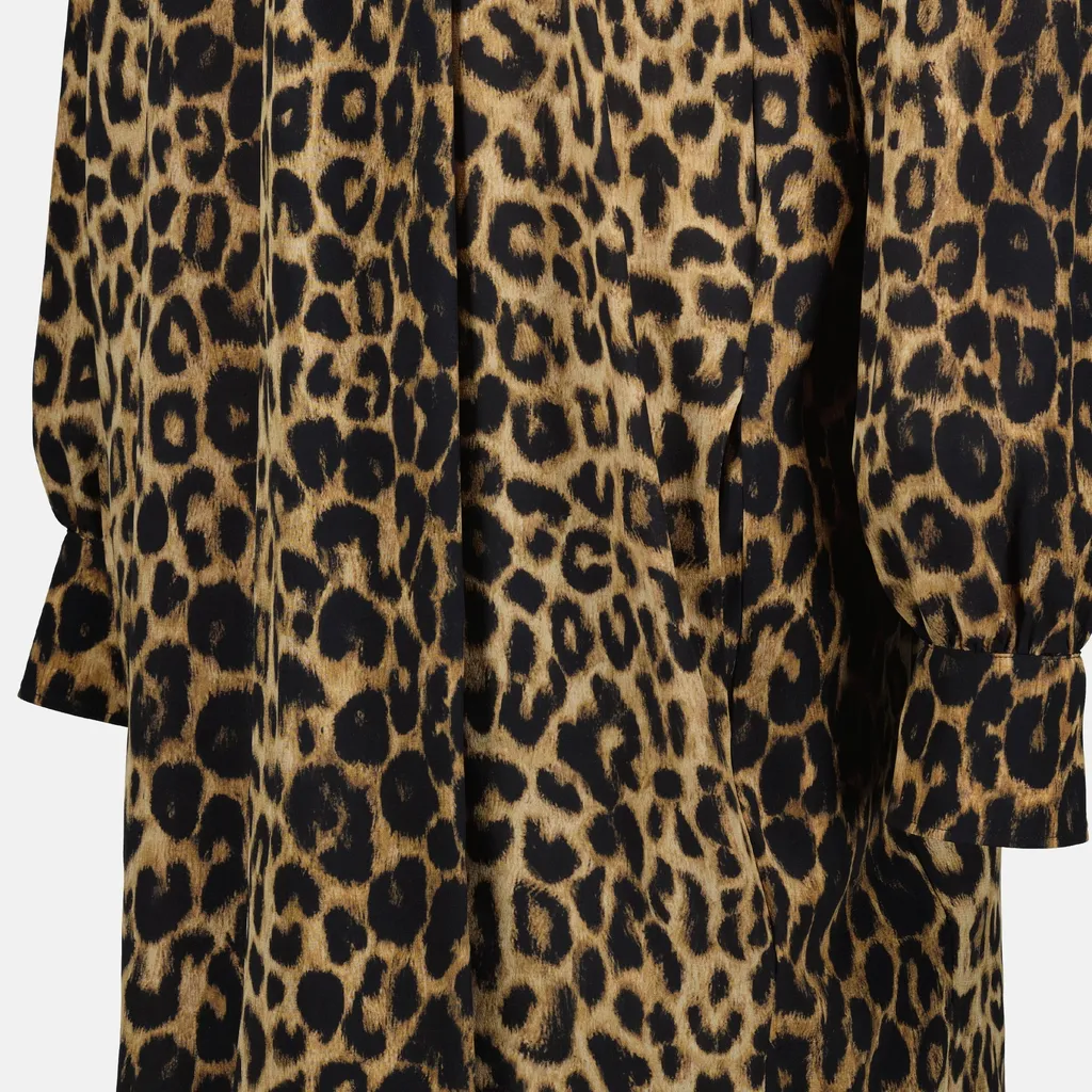 Leopard Printed Long-Sleeved Dress