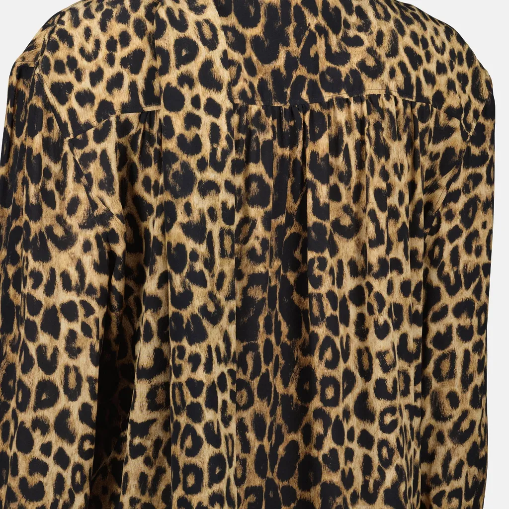 Leopard Printed Long-Sleeved Dress