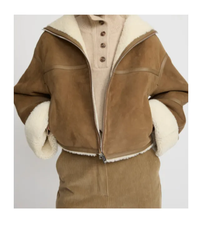 Shearling-Trimmed Suede Jacket