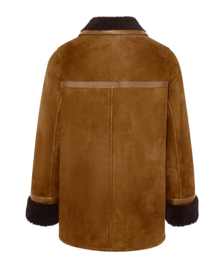 Leather-Trimmed Coat