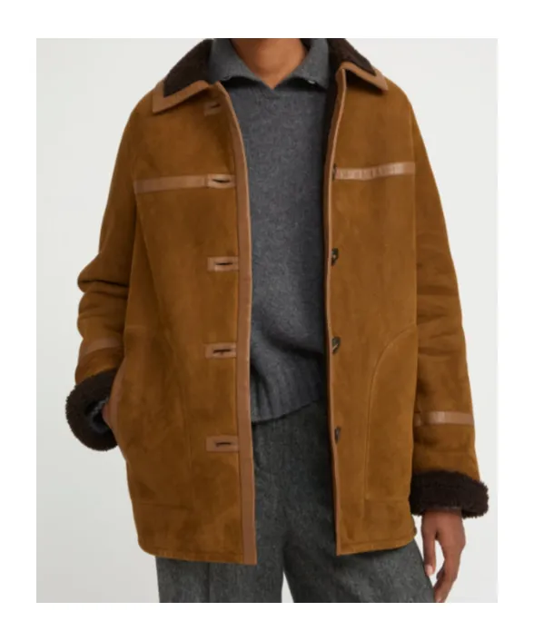 Leather-Trimmed Coat