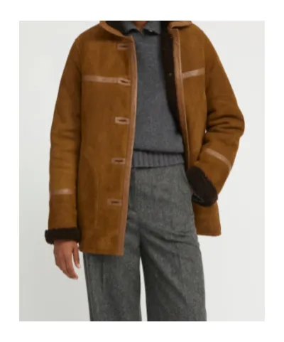 Leather-Trimmed Coat