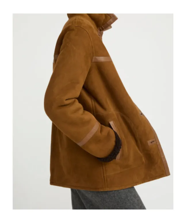 Leather-Trimmed Coat
