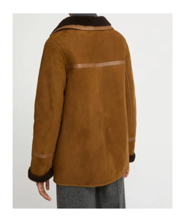 Leather-Trimmed Coat
