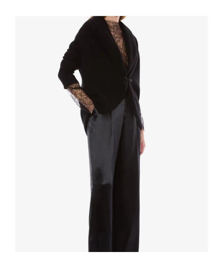 Ribbed Shawl-Collar Cardigan