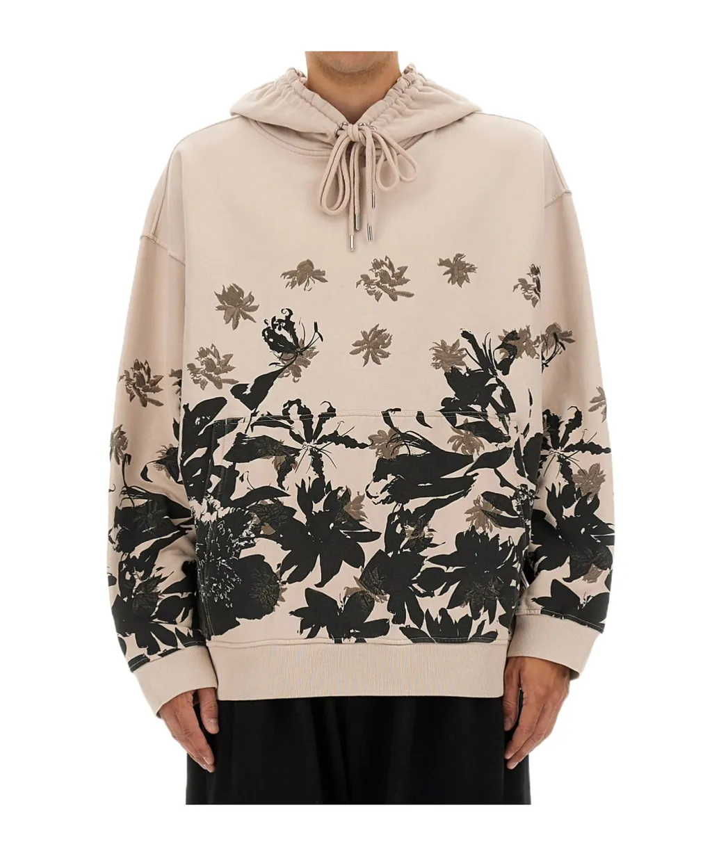 Floral Printed Drawstring Hoodie
