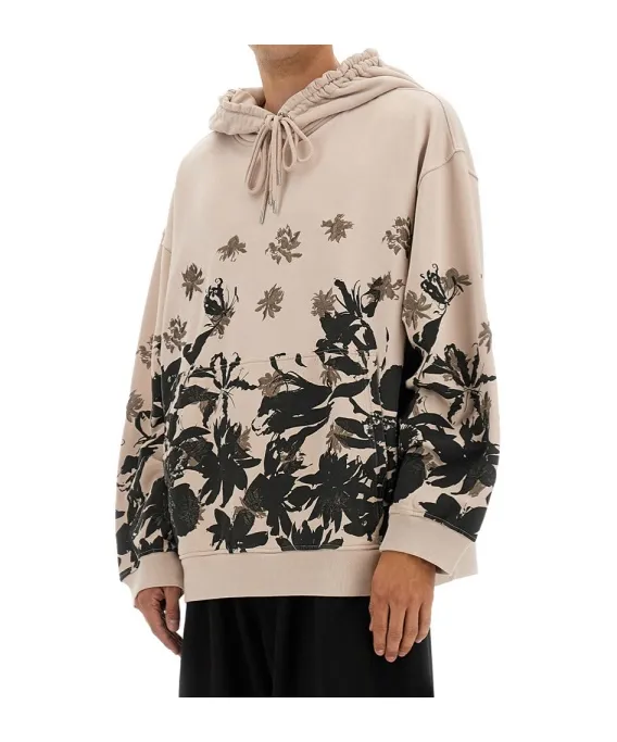 Floral Printed Drawstring Hoodie