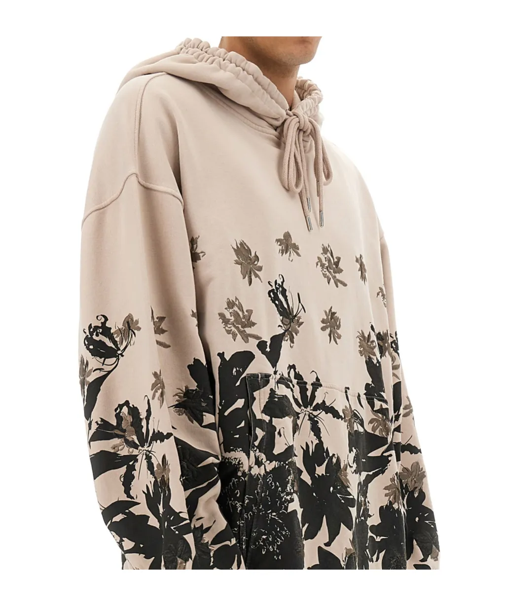 Floral Printed Drawstring Hoodie