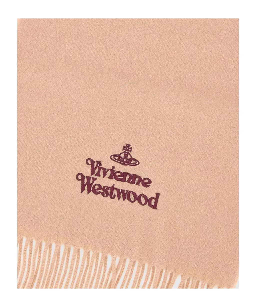 Logo Embroidered Fringed Scarf
