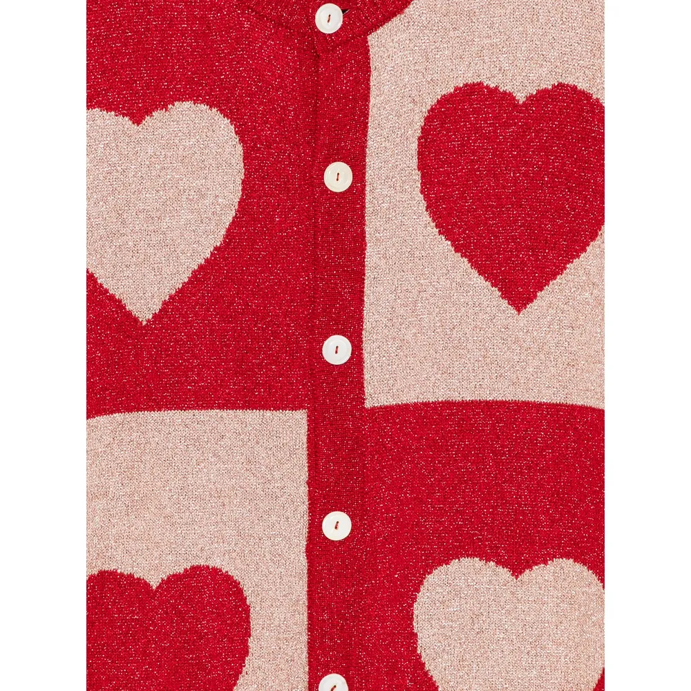 Hearts Lamé Cardigan