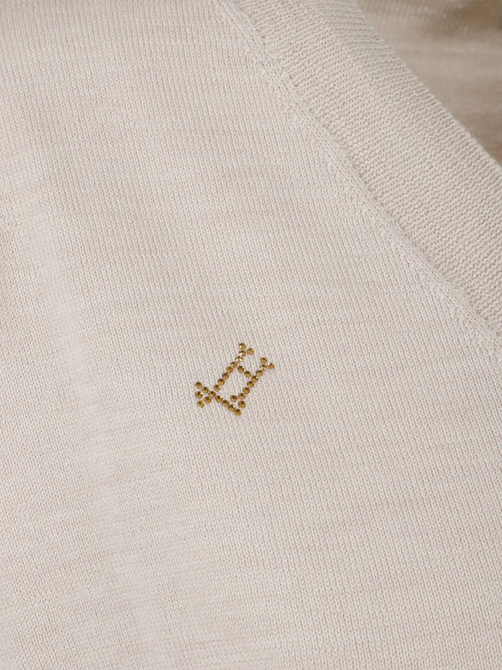 Logo Embellished V-Neck Jumper