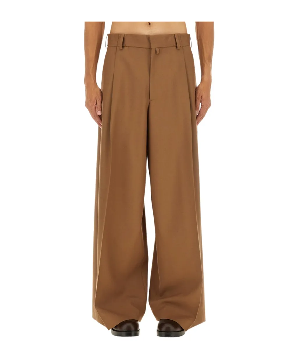 Pleated Straight-Leg Pants