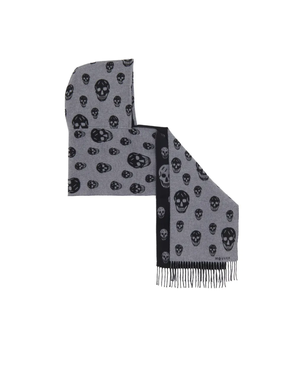 Skull Print Scarf With Tassels