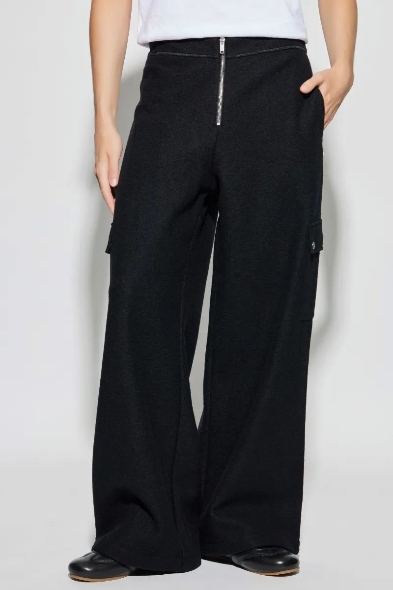 Zip Detailed Wide Leg Trousers